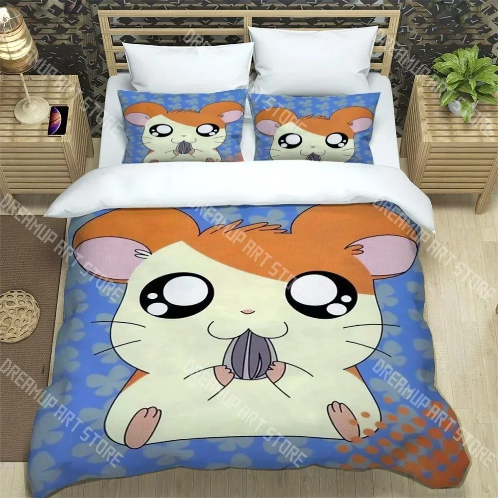Fashion Lovely Hamtaro Anime Bedding Set Single Twin Full Queen King Size Bed Set Kids Bedroom Duvetcover Sets Bed Sheet Set