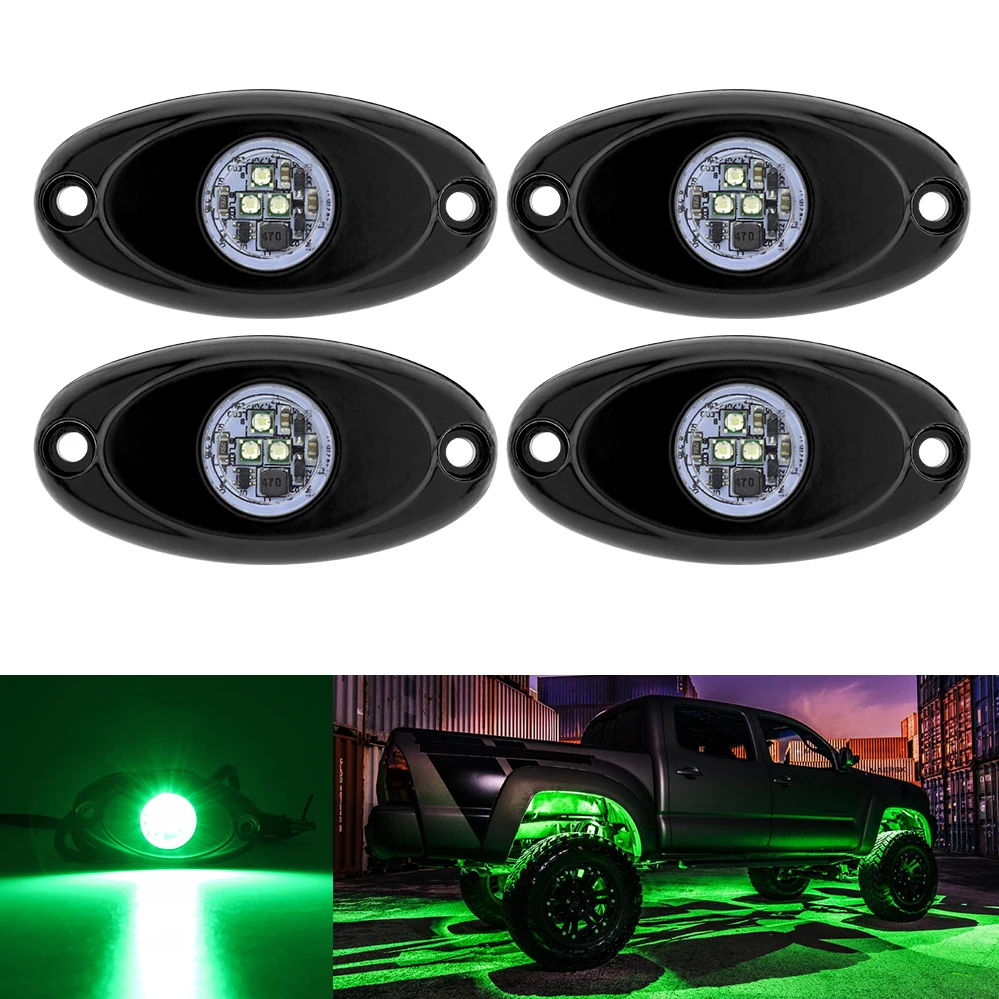 4 Pods LED Rock Light Kit for Jeep ATV SUV Offroad Car Truck Boat Waterproof Underglow LED Neon Lights.