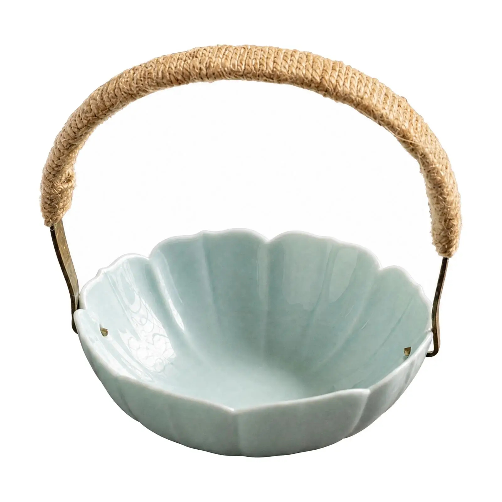 Glazed Ceramic Mixing Bowl Rounded Handle Design for Candy Nut Serving Home Kitchen Table