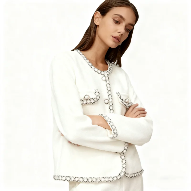 

Осенний вязаный кардиган, зимний французский шикарный стиль, однотонный свитер на пуговицах, куртка с карманами, элегантное пальто, модная одежда