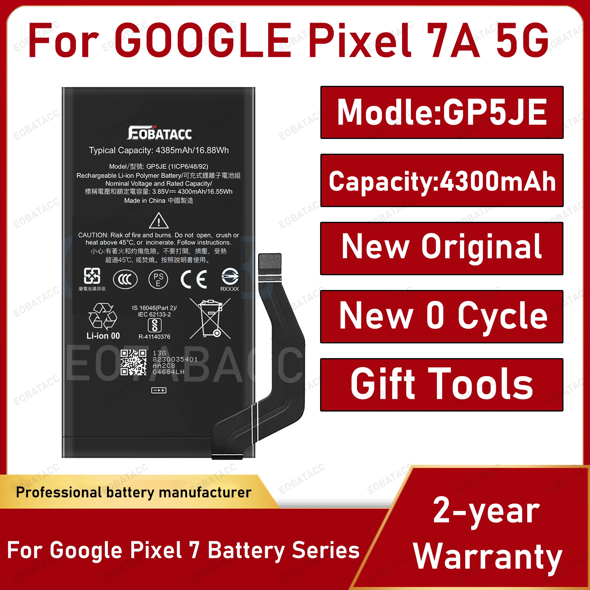 

2025 Years 100% Original Replacement Battery GP5JE For HTC Google Pixel 7A 5G Replace Battery Batteries