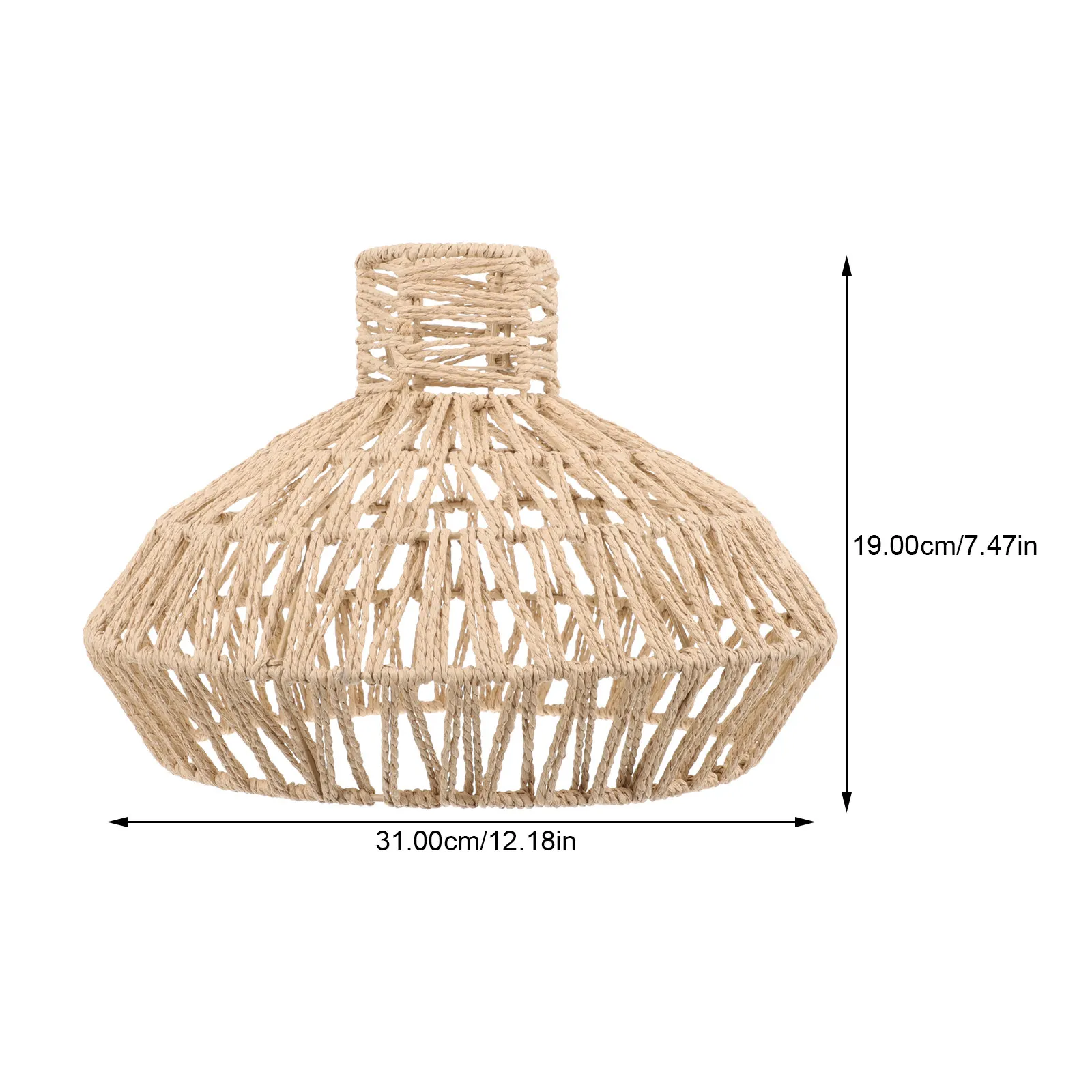 Woven Ceiling Lamp Shade Small Faux Rattan Retro Lampshade for Living Room Bedroom Kitchen Cafe Decor