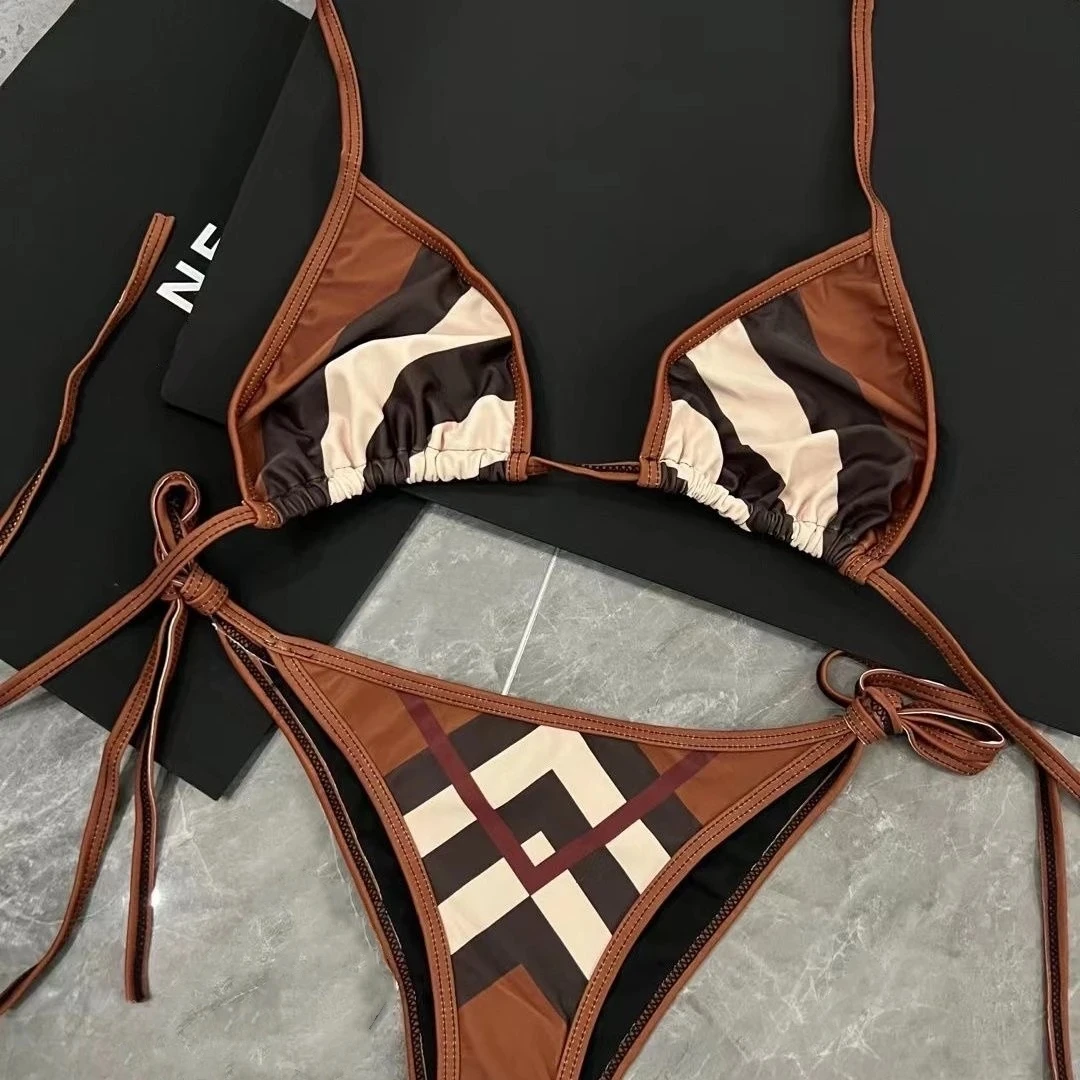 Conjunto de biquíni de luxo feminino, roupa de banho sexy, roupa de praia, maiô, encobrimentos, tankini, marca, verão, 2022, 2 peças