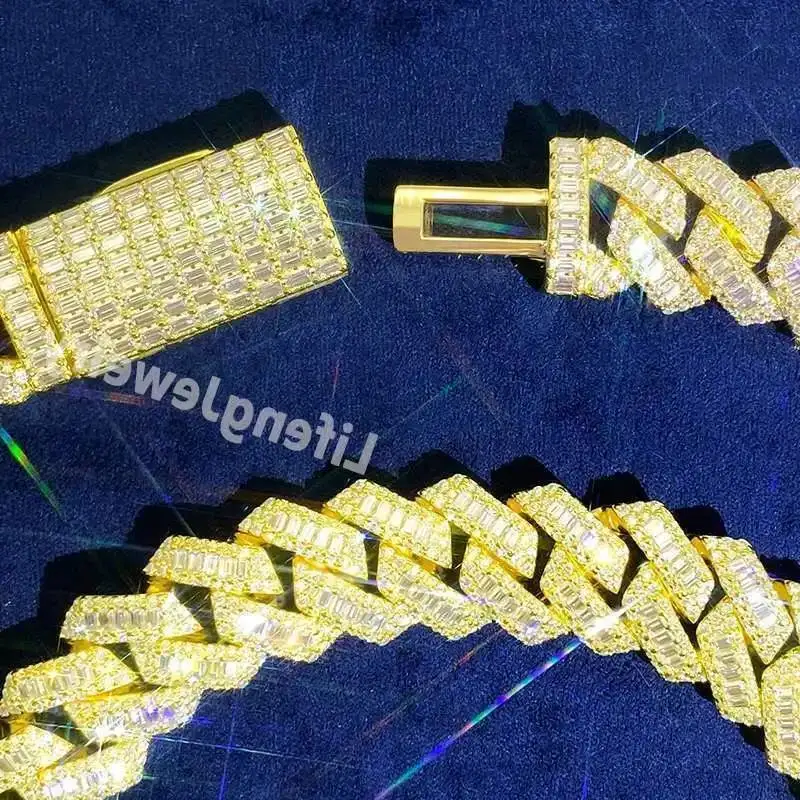 

Factory Price 18mm Moissanite Cuban Link Chain Iced Out Miami Cuban Chain Hip Hop Fashion Jewelry Necklace For Men