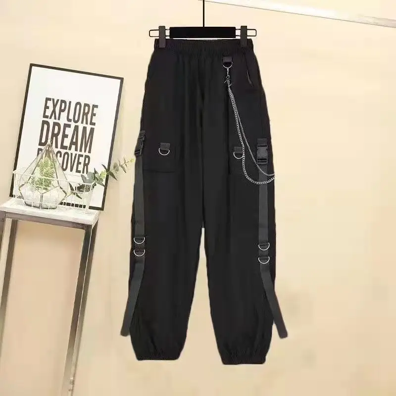 Women Men Work Jumpsuit Alternative, High Waisted Black Trousers & Crop Top Shirt Set, Korean Fashion Summer Outfit 2024