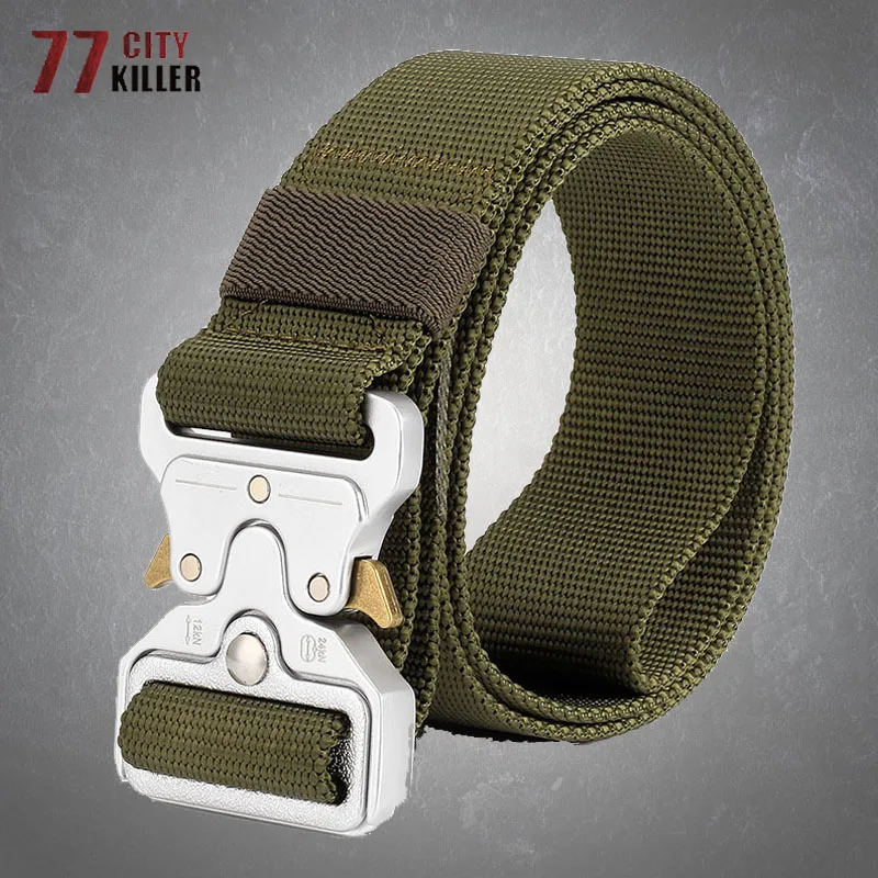 

New Tactical Waist Belts Mens Solid Color Canvas Adjustable Metal Buckle Nylon Military Belt Male Hunting Training Accessories