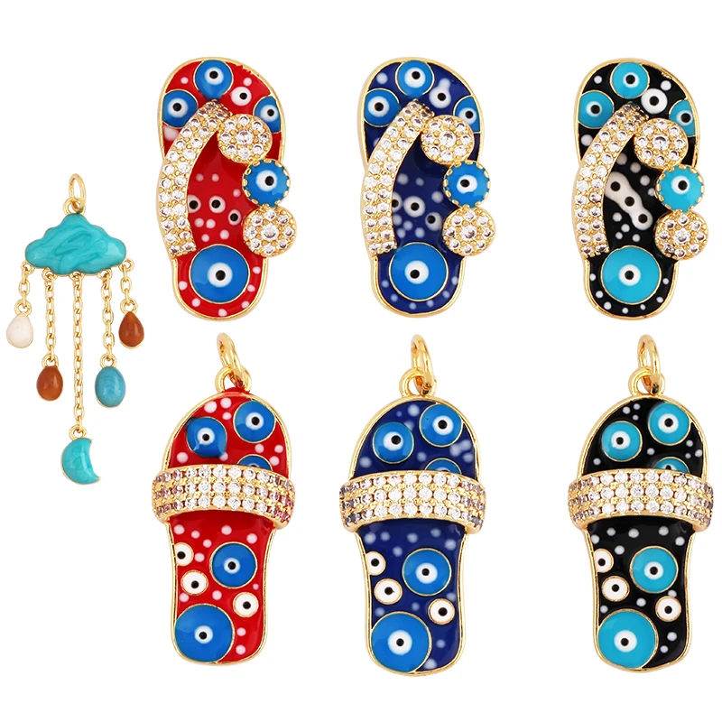 

Slipper Shoes Charm Enamel Attachment for Necklace Bracelet Earring,Handy Craft Summer Beach Jewelry Supply Wholesale M91
