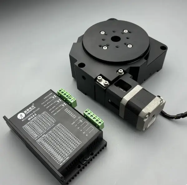 Electric rotary table, hollow positioning platform, table top, 104mm, 360 ° rotary platform with stepper motor 90% new