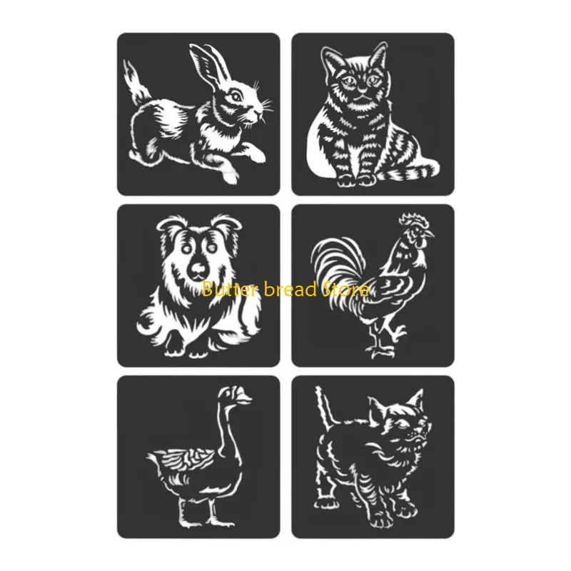 W89C 6 PCS Animal Series POCHILS
