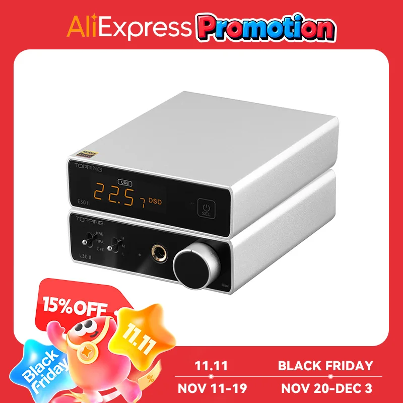 TOPPING-E30 II 디코더 + 토핑 L30 II 헤드폰 앰프, E30