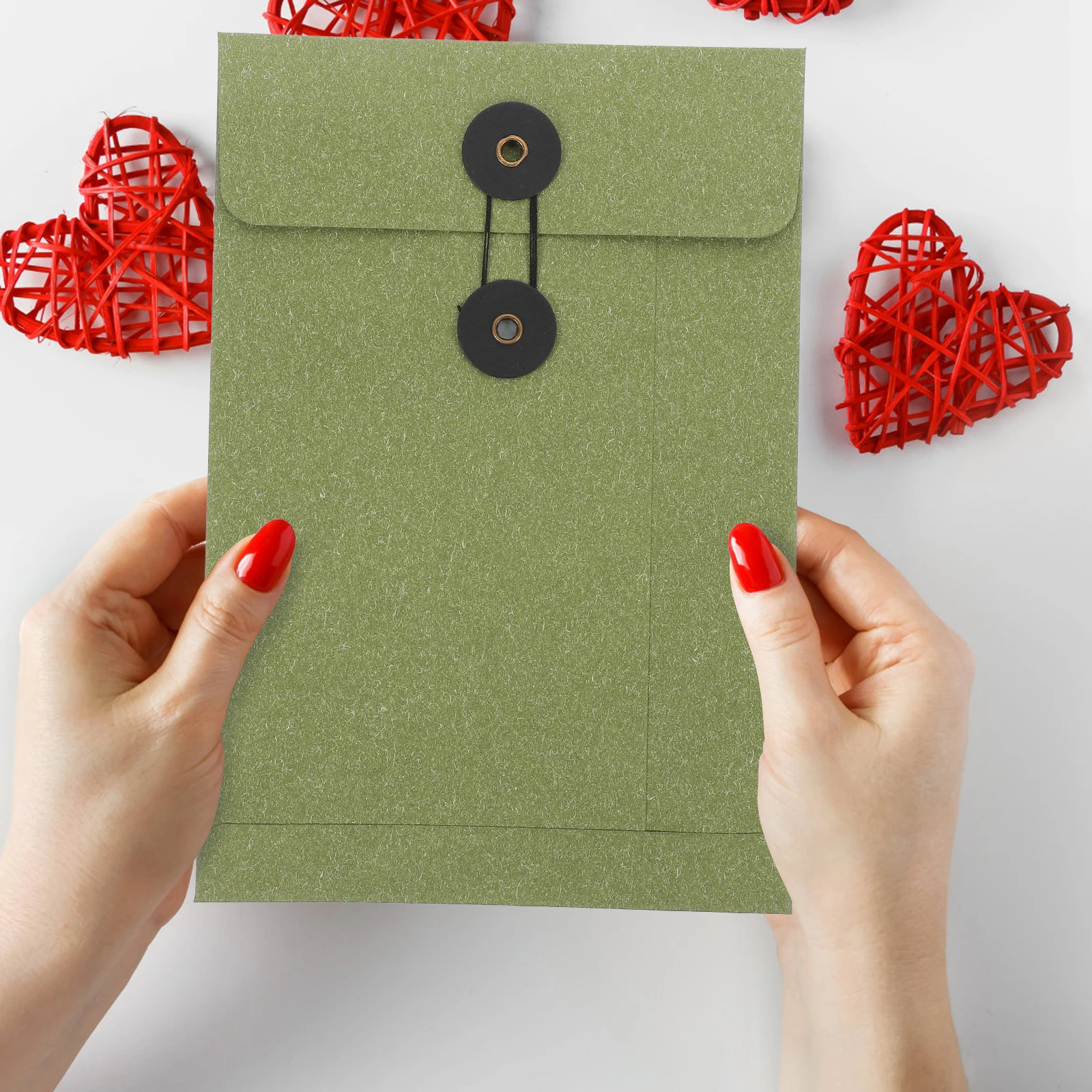 

5Pcs Paper Envelopes with String Closure Sturdy Letter Pouch for Documents Receipts Invitations Wedding Blessing Cards Filing