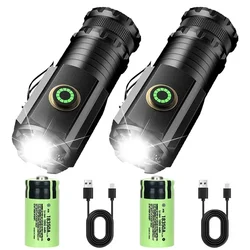 Super Bright 3*SST20 LED Flashlight 18350 Portable Torch Lamp Rechargeable USB Light Waterproof with CAP CLIP for Hiking Camping