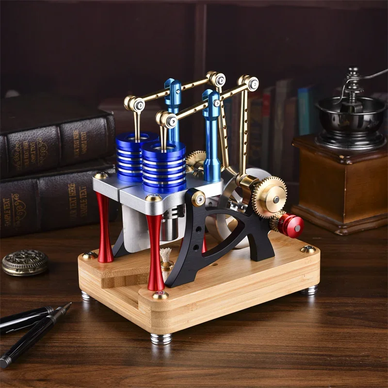 A Type Twin Cylinder Twin Piston Alpha Balance Stirling Engine Science Education Physics Experiment Model Toy - M20-T