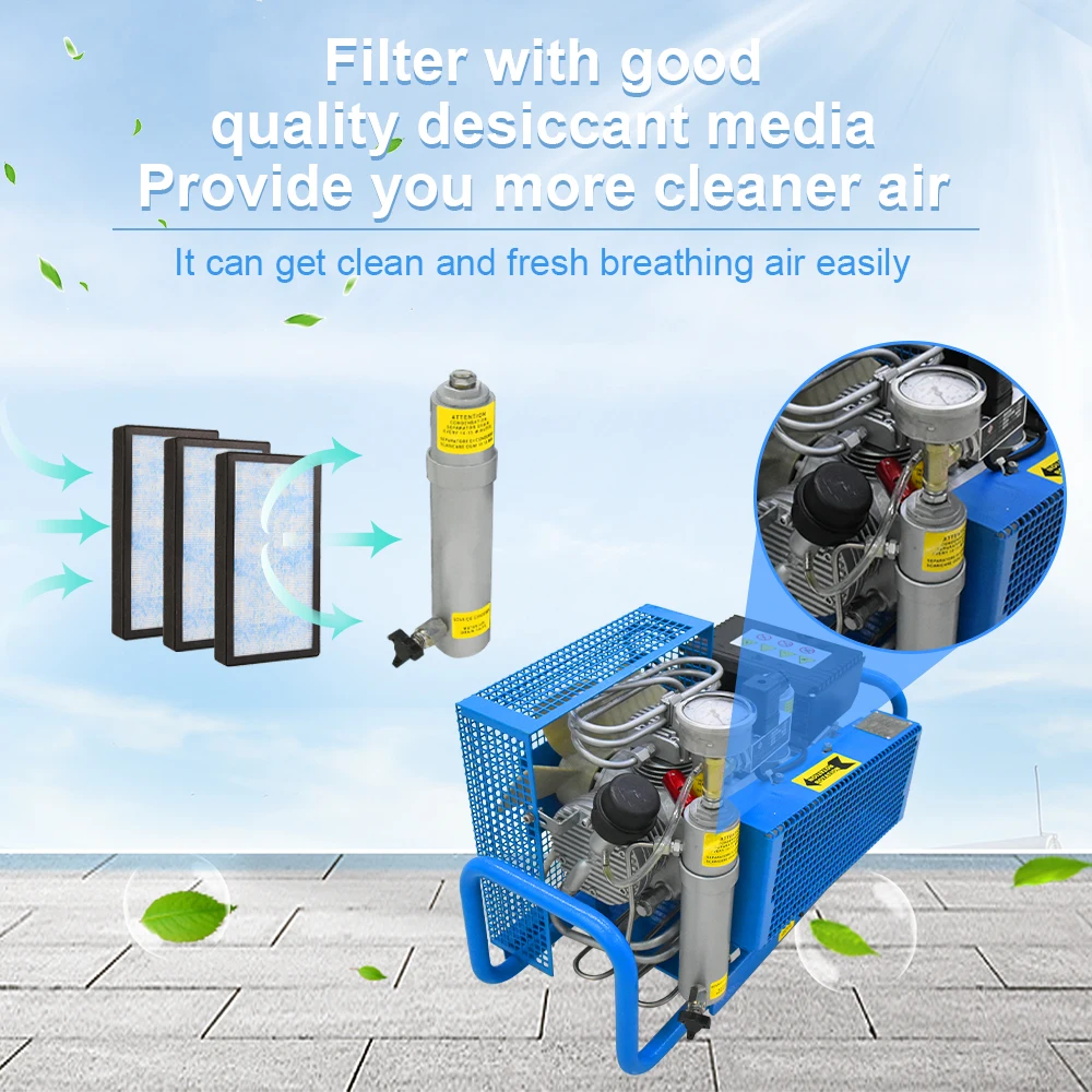 TUDIVING High Performance Auto Stop 100LPM 4Cylinder 300bar 4500psi High-Capacity Air Compressors For Scuba Diving Gas Bottles view 3