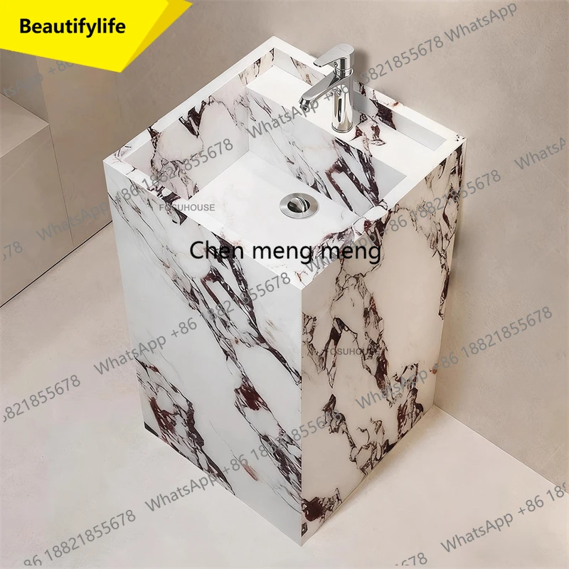 

A53 Травертин Каменная Плита Интегрированная Умывальник на пьедестале Домашний Балкон Умывальник Дизайнерские Ретро Раковины Для Ванной Комнаты Французские Аксессуары Для Ванной Комнаты