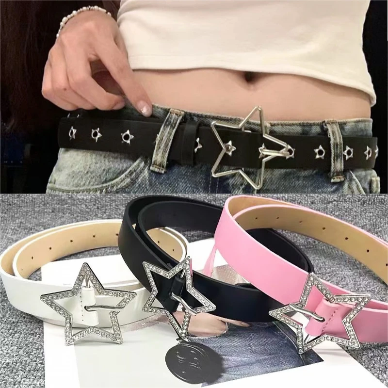 

Y2K Star Eye Rivet Belt for Jeans Pants 3 Colors Gothic Style Decorative Pu Leather Belts Casual Fashion Punk Girls Party Gift