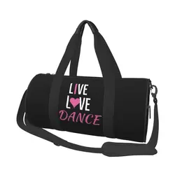 Live Love Dance Sacs de sport avec chaussures, sac de sport Kawaii, sac à main à motif de couple, sac de fitness vintage, entraînement de voyage, week-end