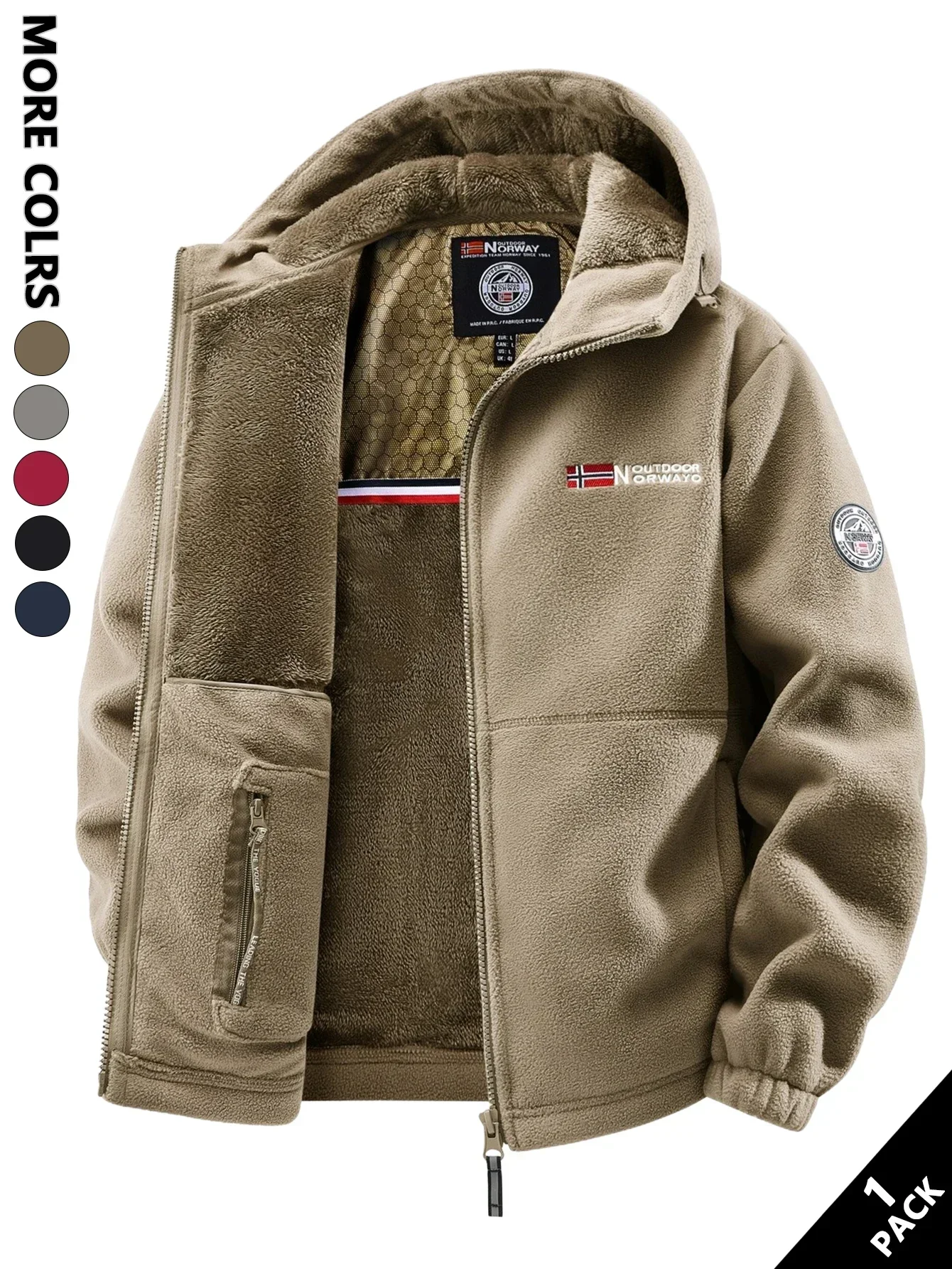 سترة شتوية بغطاء للرأس من الصوف للرجال مقاومة للرياح دافئة مناسبة للمنزل والترفيه والرياضة والجري والتنقل اليومي ملابس الشارع الشهير للإجازات