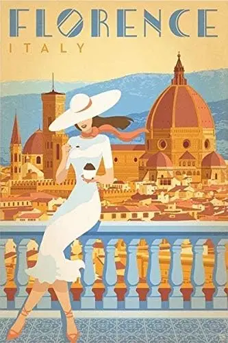 Retro Vintage Metal Tin Sign Florence Italy Home Kitchen Bar Restaurant Wall Decor