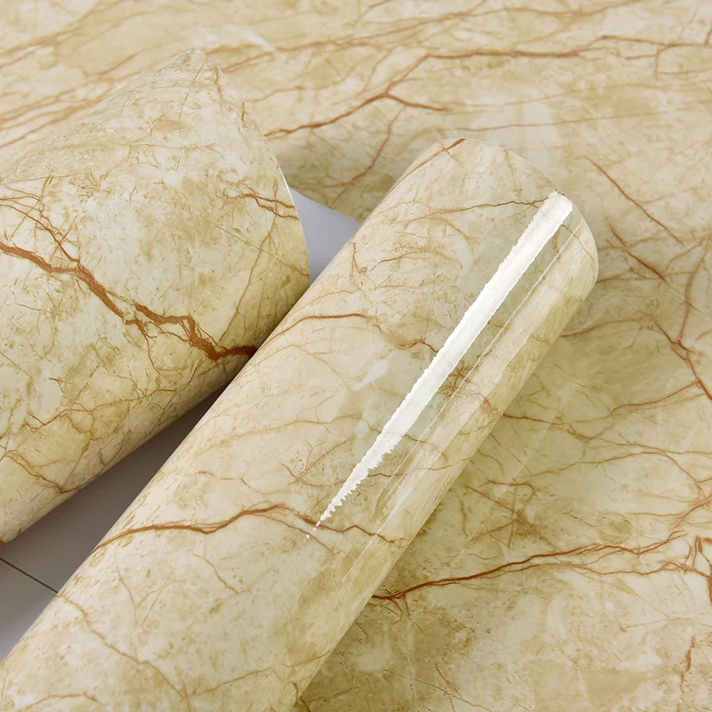 0.4x3M Self Adhesive Marble Wallpaper High Temperature Kitchen Oil Proof Sticker Wardrobe Cupboard Renovation Waterproof Film