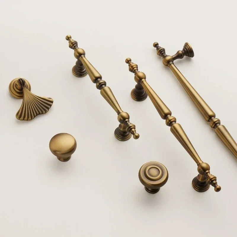 Kitchen Cabinet Door Handle Pulls European Vintage Bronze / Vertical Lines Zinc Alloy Drawer Knobs T Bar Handles Bedroom Pulls