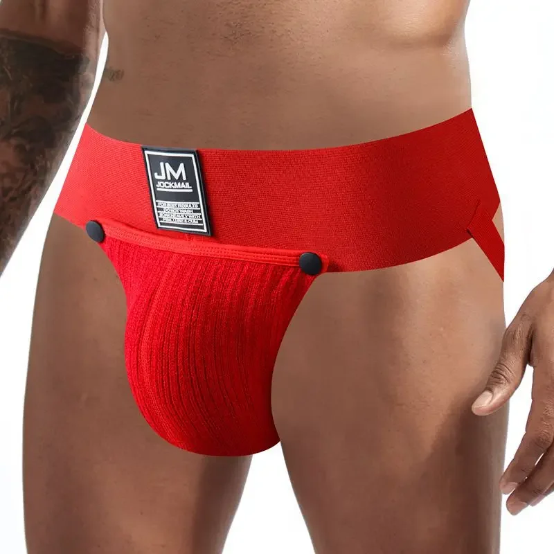 JOCKMAIL Jockstrap Men Sexy Underwear Removable Penis Pouch Underpants Thongs G Strings Breathable Gay Underwear Male Panties