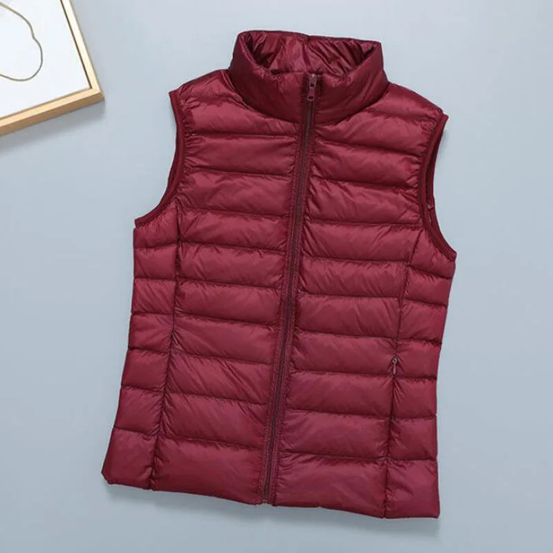 2024 White Duck Down Jacket Women Vest Autumn Winter Sleeveless Waistcoat Warm Lightweight Puffer Jacket Female Tops Outwear