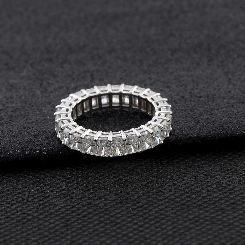 Provence 10K14k Yellow Gold Moissanite Eternity Ring With Emerald cut For Women Party Wedding Anniversary Fashion Jewelry Gift