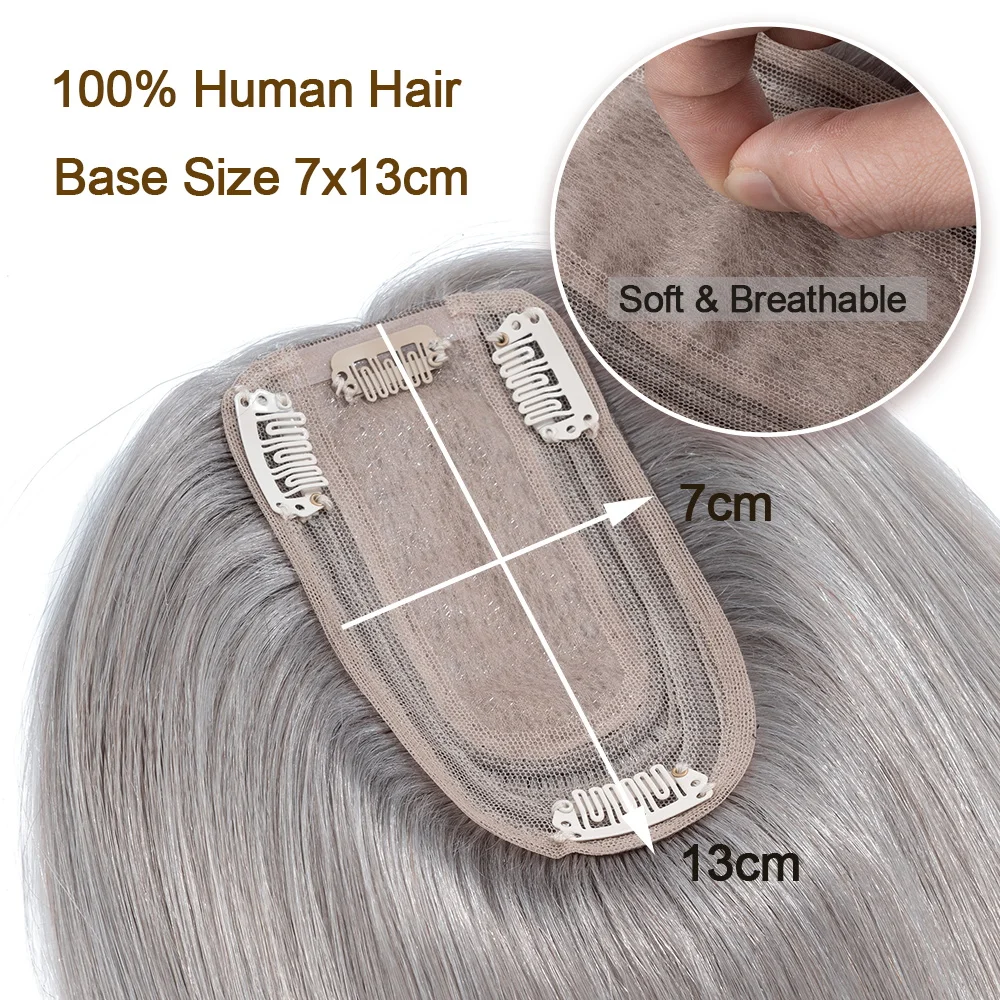 Rich Choices Natural Silk Base Human Hair Topper 7X13CM Top Hairpiece for Women Hair Pieces Hair Replacement System Extenstions