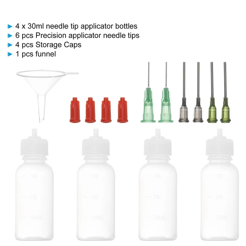 1 Oz Precision Applicator Bottles, 4Pcs 30Ml Needle Tip Squeeze Bottle Small Squeeze Bottles Mini Needle Bottle