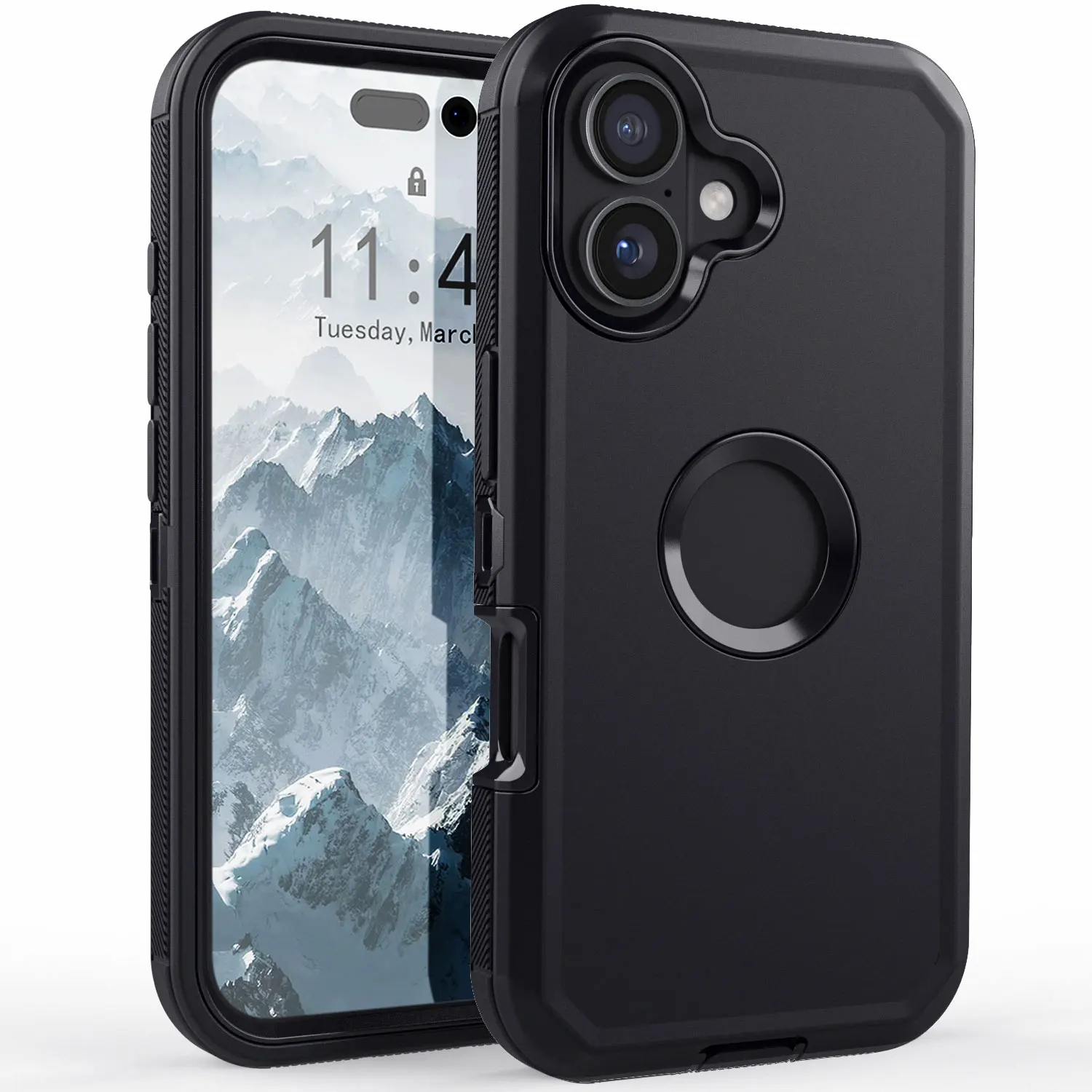 حافظة لهاتف آيفون 16e/16/16/16 Plus/16 Pro/16 Pro Max غطاء مقاوم للصدمات و4 قطعة تغطية كاملة واقيات شاشة من الزجاج المقسى