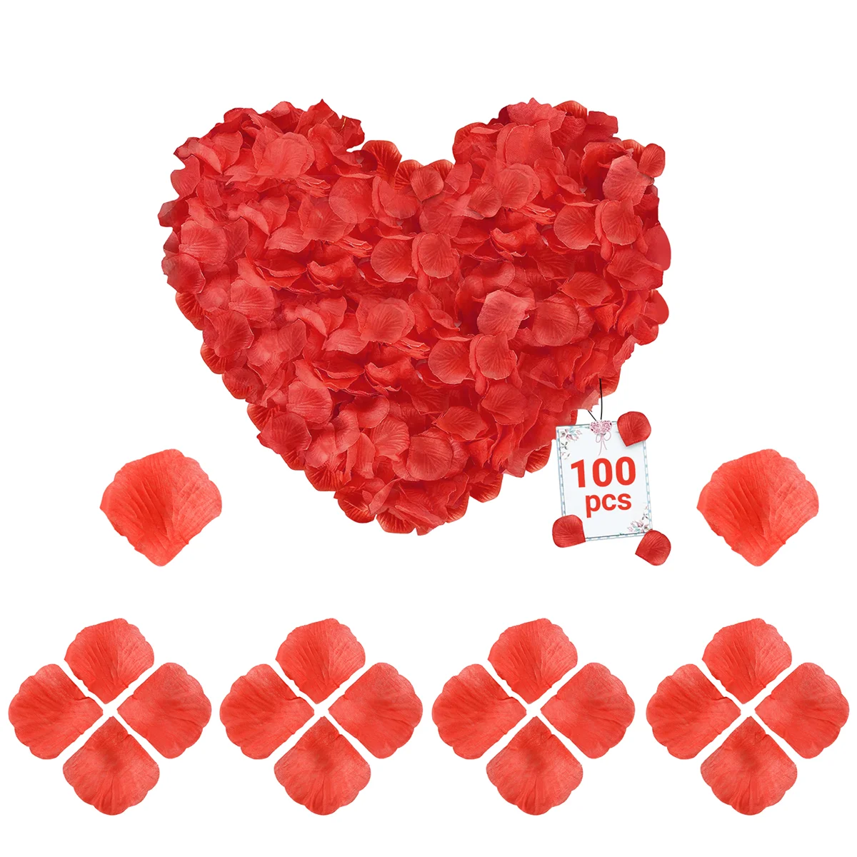 100pcs Roses Petals Artificial Flowers for Wedding Decoration - Gradual Red