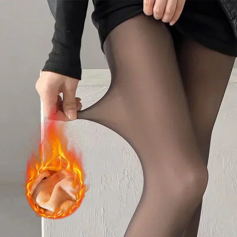 

Winter Warm Tights Pantyhose Women Fleece Socks High Waist Thermal Stocking Insulated Pants Fake Translucent Leggings Tights