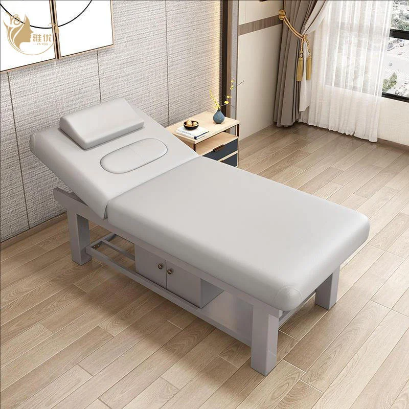 Modern Spa Therapy Bed with Wooden Structure and Adjus Cushion