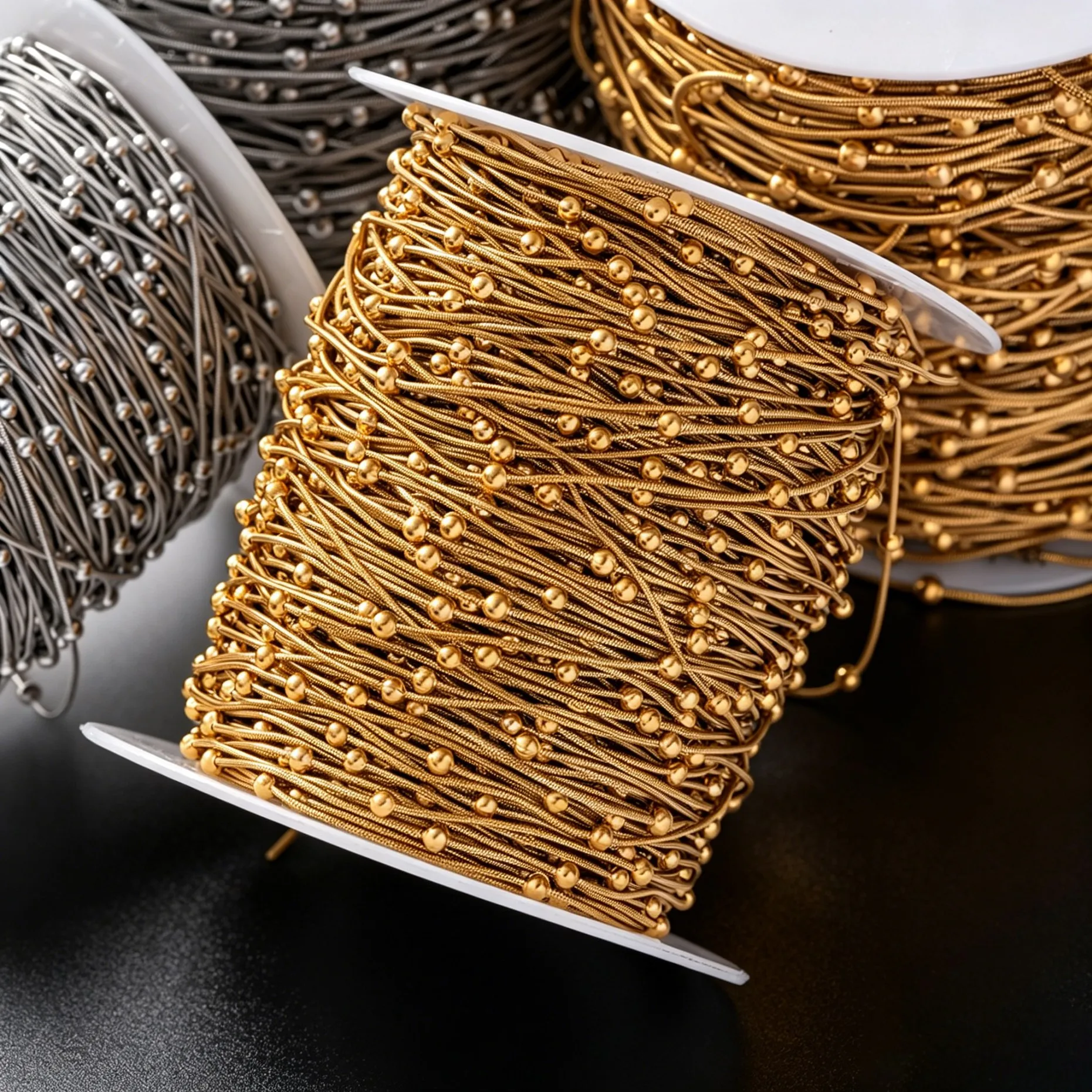 2 Meter Edelstahl Schlangenkette mit Kugelperlen für DIY Halsketten Armbänder Schmuckherstellung Zubehör Bastelbedarf – Detail 1