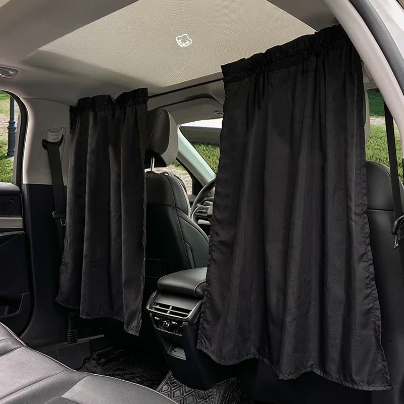 2pc Car Isolation Divider Curtain Universal Car Rear Shading Curtain Protects Privacy for Kids Baby Travel Camping Sleeping