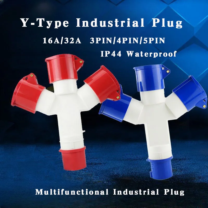 

1 PCS Y Type Industrial Plug IP44 Waterproof 3PIN/4PIN/5PIN 16A/32A Wiring With 220V 380V 1 IN 3 OUT&1 IN 2 OUT Industrial Plug