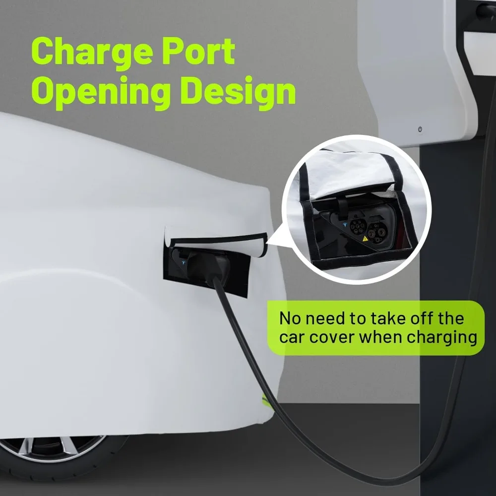 Copriauto Tesla Model 3: protezione impermeabile per tutte le stagioni con presa d'aria e cerniera per porta di ricarica
