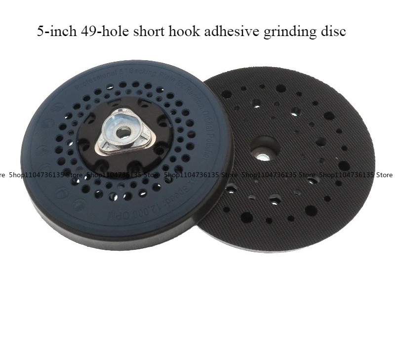 Electric Polishing Grinding Disc 5 Inches 49 Holes, Short Hook and Buckle Blue Cover Black PU Polishing Sandpaper Chassis