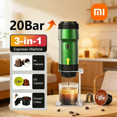 Беспроводная портативная электрическая кофемашина Xiaomi для автомобиля, дома и кемпинга, 3-в-1: для капсул и молотого кофе, дорожная кофеварка