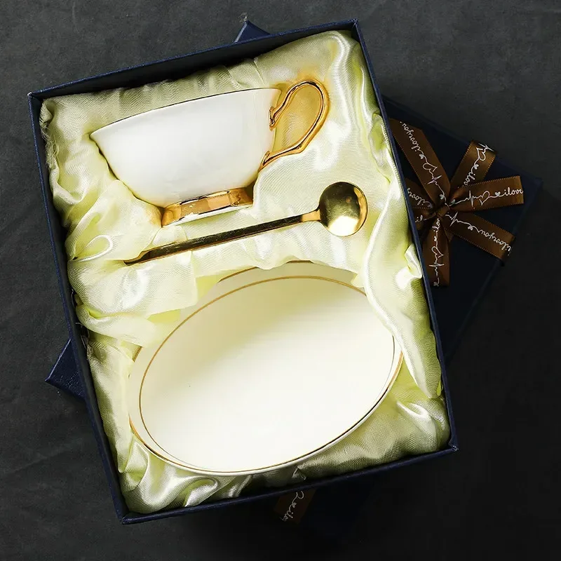 DSA-- ceramic gold-trimmed coffee cup - premium afternoon tea set