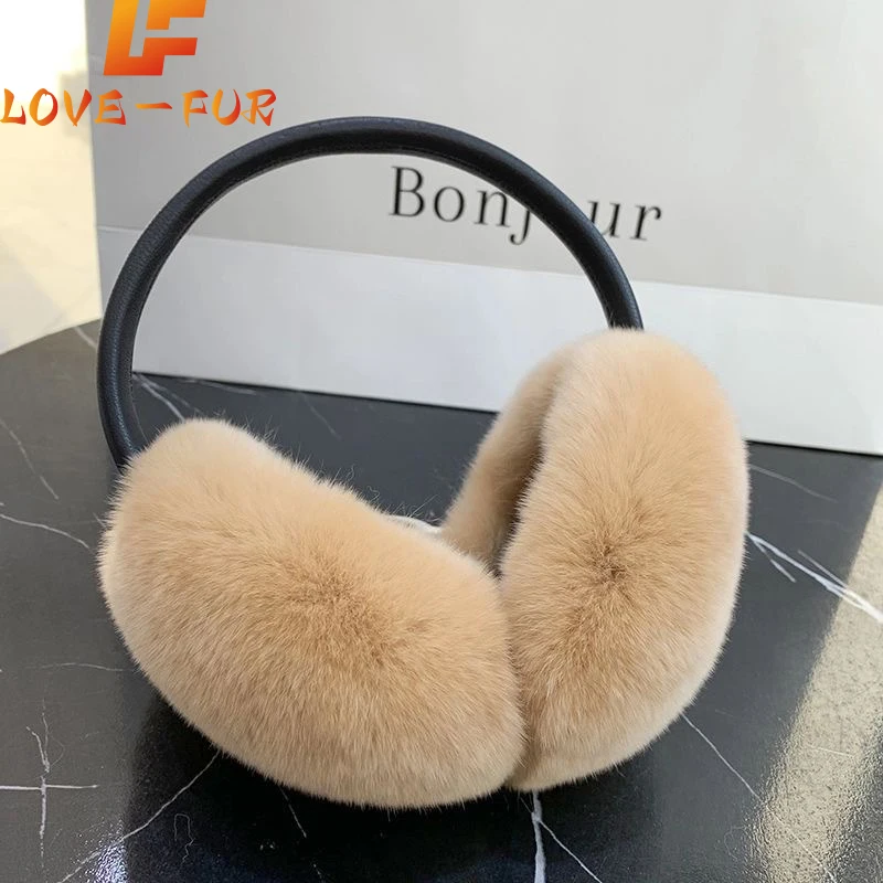 Rex Rabbit Fur Earmuffs Headwear, Hang Ear Cover, Warm Winter Earmuffs, Cold Ear Warmer, Fold Ear Protection Headband