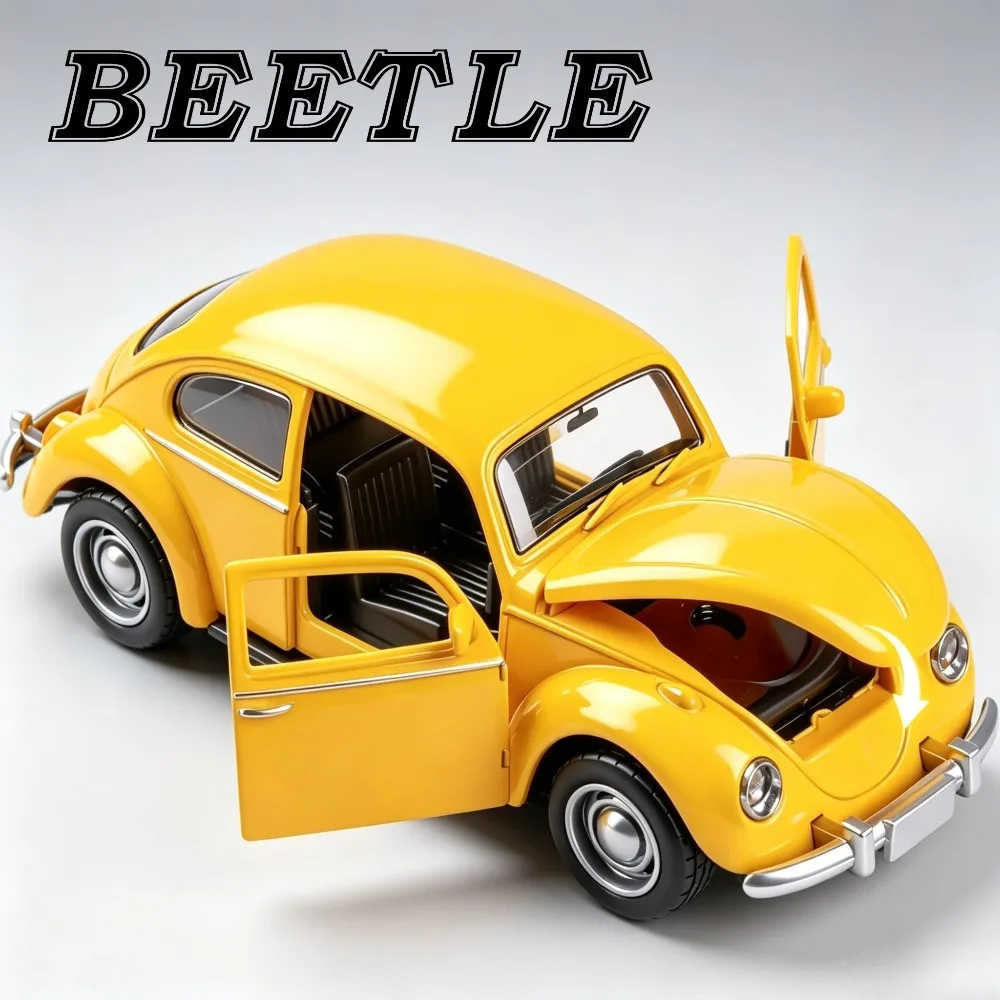 1:36 Beetle Vintage Classic Car Mdoel Toy Metal Diecast Doors Opened Strong Durable Miniature Vehicles Toys Holiday Celebrations