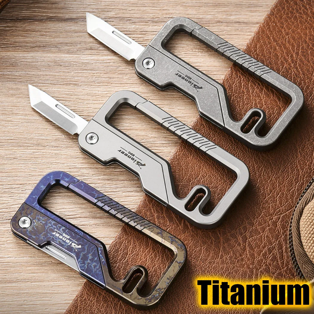 TC4 Titanium Alloy Keyring Knife 14C28N Stainless Steel Blade EDC Pocket knives Outdoor Multi-tool Security Self-defense Tools