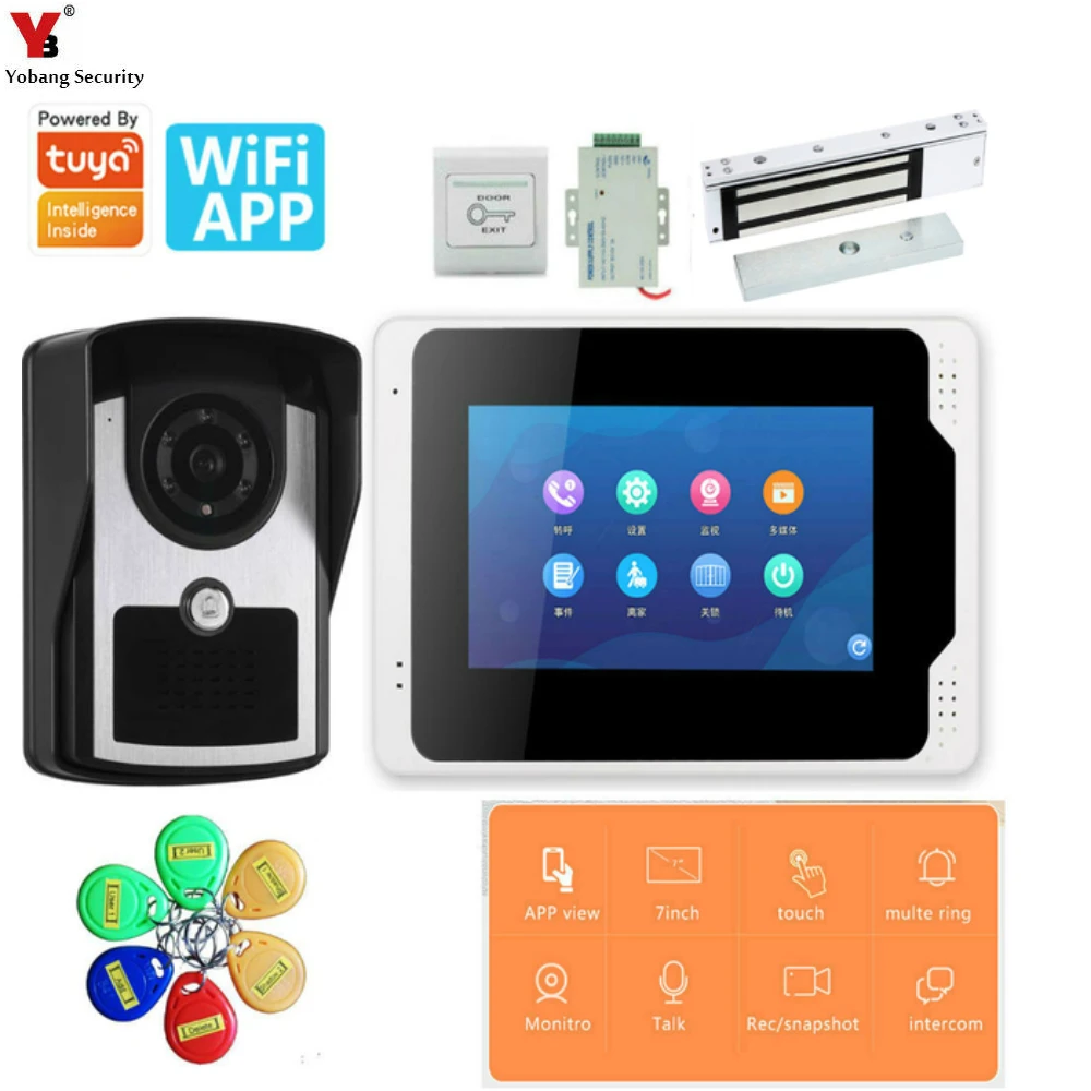 

7Inch Screen WiFi Video Intercom Apartment Interphone System Doorbell ID Card Unlock Doorphone Tuya APP Smart Unlock