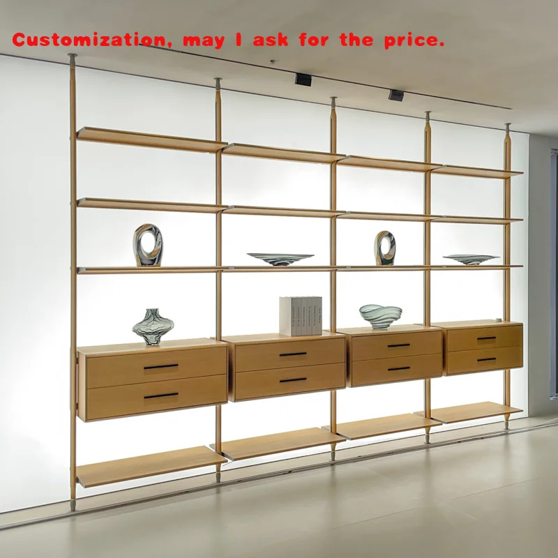 

custom.Bookshelf Cabinet Modern Minimalist Luxury Custom Metal Aluminum Frame With Light Pole System Living Room Off