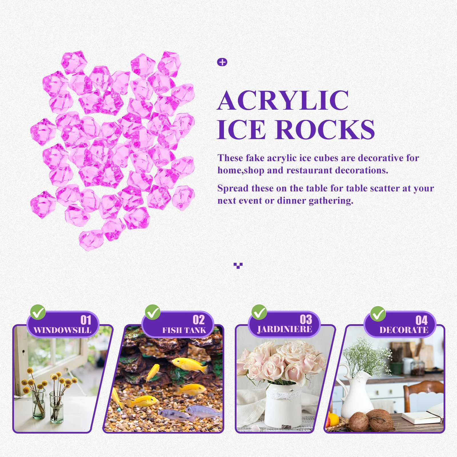 

500pcs Simulation Ice Cubes Acrylic Crystal Crushed Ice Diy Decor Accessories For Party Home Restaurant Bar Vase Filler
