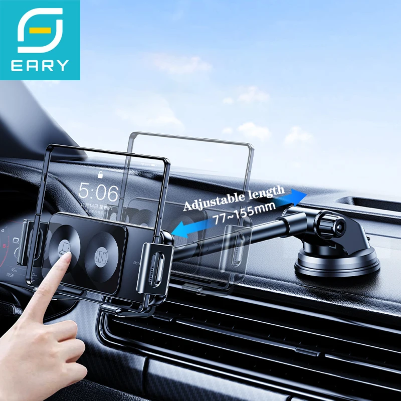 

Eary Wireless Car Charger 15W Fast Charging Auto Clamping Car Mount Telescopic length Adjustable Phone Holder for iPhone Samsung