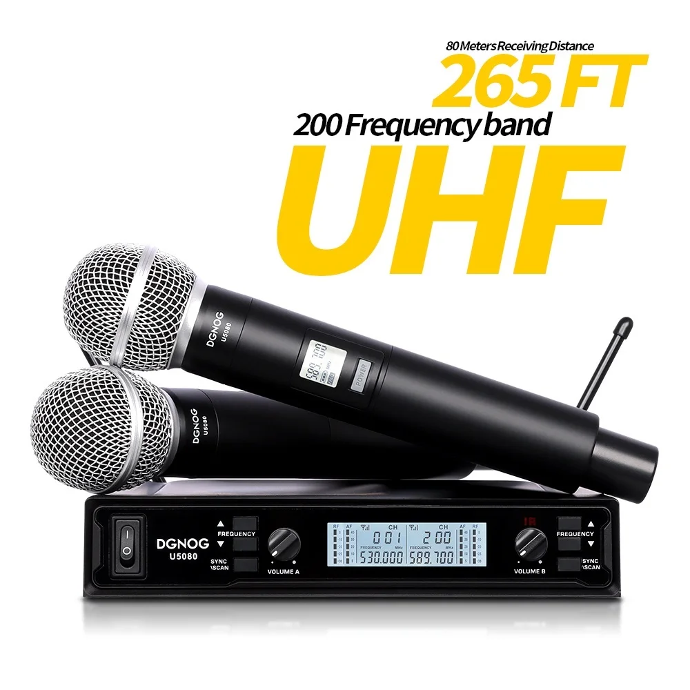 To Karaoke Dual Wireless Microphone System Professional UHF 2 Channels Handheld Microphone 80M For Singing Home Loudspeaker