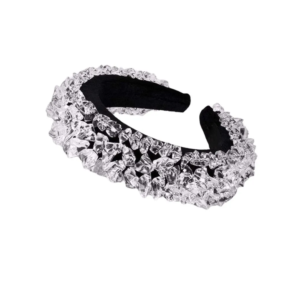 

Headwear Irregular Ice Block Hairband Rhinestone Gorgeous Crystal Sponge Headband Sparkling Waterproof Crystal Wide Hair Hoop